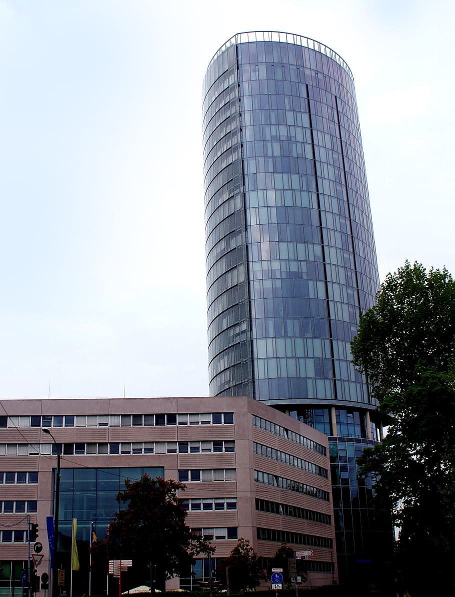 Torre, costruzione, grattacielo, colonia, architettura, facciata, alberi, cielo, struttura costruita, esterno dell'edificio, città, Inquadratura dal basso, natura, albero, giorno, moderno, ufficio, nessuno, edificio per uffici esterno, pianta, alto - alto, all'aperto, vetro - materiale, 1080P