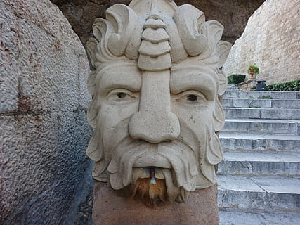monuments, palma, source, stone, sculpture, representation, art and craft, statue, architecture, human representation, wall - building feature, craft, built structure, creativity, no people, stone material, carving - craft product, wall, close-up, solid, history, day, the past, carving, 4K, CC0, public domain, royalty free