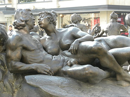 brons, par, romantik, staty, skulptur, Europa, arkitektur, känt ställe, fontän, monument, Italien, Rom, Italien, historia, mänsklig representation, inget folk, utomhus, konst och hantverk, representation, kreativitet, hane likhet, hantverk, dag, byggd struktur, däggdjur, djurliv, snidningsprodukt, kvinnlig likhet, fin konst staty, 2K, CC0, offentligt domän, royaltyfria