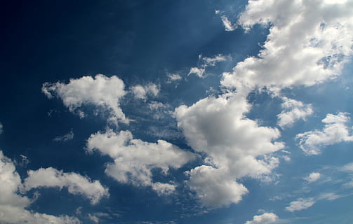 clouds, cloud, cumulus clouds, blue, steel blue, sunny, beautiful, summer, cloud - sky, sky, cloudscape, beauty in nature, atmosphere, backgrounds, overcast, dramatic sky, scenics - nature, wind, environment, nature, white color, sunlight, idyllic, fluffy, moody sky, meteorology, no people, sun, clean, climate, outdoors, freedom, bright, wispy, 5K, CC0, public domain, royalty free