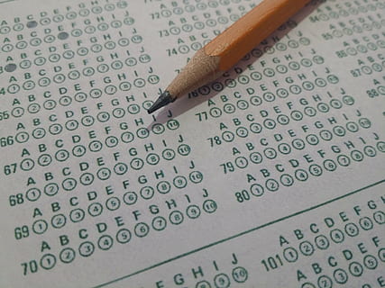 yellow, pencil, answer sheet, test, testing, bubble form, test form, exam, exam form, bubble sheet, multipe choice, number, education, close-up, indoors, no people, text, learning, still life, plus sign, paper, book, mathematics, high angle view, symbol, writing instrument, sharp, pattern, western script, 4K, CC0, public domain, royalty free