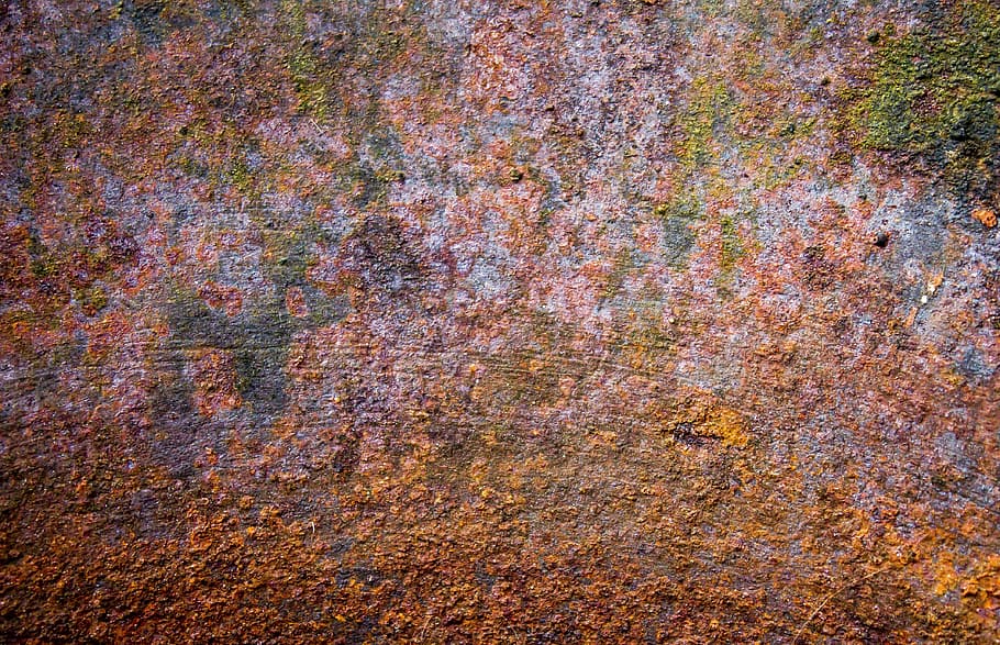 foto, taronja, verd, molses, òxid, tenyit, metall, vell, metall antic, rovellat, color, colorit, colors, de colors, oxidar, estructura, textura, fons, porpra, blau, creatiu, marc complet, resistent, aspre, cap gent, primer pla, patró, aixafar, funció de construcció de parets, deteriorament, marró, dia, declivi, espatllat, mal estat, resum, a l'aire lliure, fons abstractes, ferro, 4K
