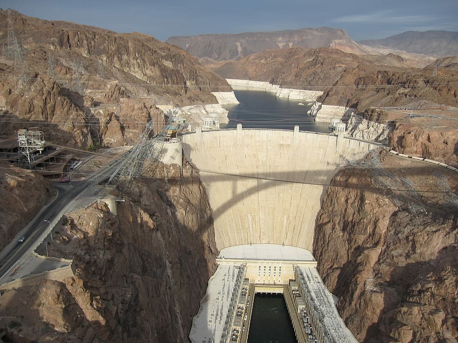 presa, el poder del agua, electricidad, agua, poder, hidroeléctrico, energía, hormigón, arquitectura, escénico, turbina, presa hoover, estación de energía hidroeléctrica, río, generación de combustible y energía, energía hidroeléctrica, puente - estructura hecha por el hombre, naturaleza, paisaje, Arizona, lugar famoso, Río Colorado, Estados Unidos, depósito, al aire libre, conexión, estructura construida, industria, montaña, destinos de viaje, día, vista de alto ángulo, Ingenieria, energía renovable, turismo, ambiente, viaje, transporte, puente, paisajes - naturaleza, cordillera, 1080P