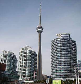 panorama, věž, struktura, budova, panoráma, věž, město, toronto, architektura, mrakodrap, vysoká - vysoká, moderní, nízký úhel pohledu, stavba, exteriér budovy, nebe, kancelářská budova exteriér, destinace, Příroda, cestovat, cestovní ruch, nikdo, čisté nebe, den, kancelář, venku, panoráma města, finanční okres, 720P, CC0, veřejná doména, bez autorských práv