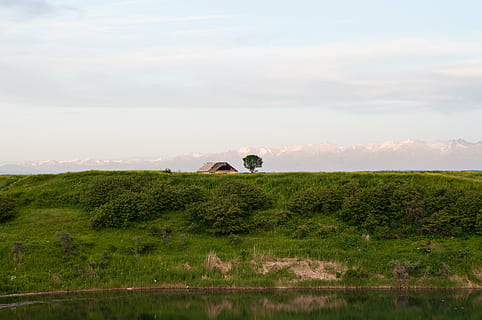 Landschaft, Felder, Wiesen, Abendhimmel, Urlaub, Natur, Wolken, Feld, Sommer-, Kirgisistan, armenische Brüder, Haus, Baum, Pflanze, Himmel, Szenen - Natur, Schönheit in der Natur, grüne Farbe, Gras, wolke - himmel, echte Menschen, Nicht-städtische Szene, Ruhe, ruhige Szene, Land, eine Person, Wachstum, Umgebung, Tag, Säugetier, draußen, 4K, CC0, gemeinfrei, lizenzfrei