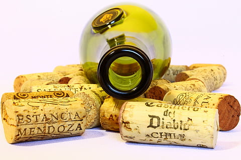 green, wine bottle, assorted, wine corks, wine, stoppers, bottle, empty, used, background, bottleneck, alcohol, glass - material, cork - stopper, wine cork, red wine, drink, wineglass, container, refreshment, food and drink, studio shot, glass, indoors, old, no people, cut out, drinking glass, white background, corkscrew, drinking, 4K, CC0, public domain, royalty free