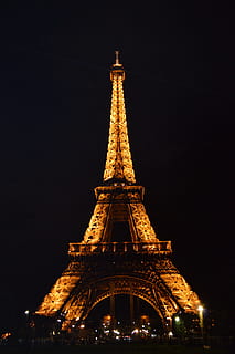 eiffel tower, paris, Eiffel Tower, Paris, tower, eiffel, night, architecture, travel destinations, city, built structure, illuminated, sky, tall - high, building exterior, history, tourism, low angle view, the past, no people, travel, nature, building, outdoors, spire, 5K, CC0, public domain, royalty free