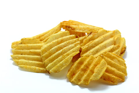 food, unhealthy, chips, snack, close-up, crisp, crispy, crunchy, delicious, food photography, fried, junk food, pile, potato chips, tasty, yummy, white background, cut out, food and drink, unhealthy eating, potato chip, fast food, studio shot, potato, prepared potato, french fries, heap, indoors, stack, take out food, no people, salted, 4K, CC0, public domain, royalty free