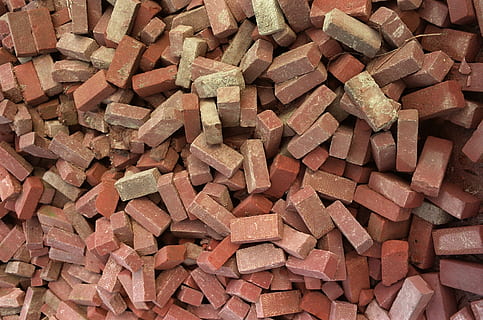 bricks, pile, red, construction, stack, many, building, heap, industry, brown, old, material, large group of objects, abundance, full frame, backgrounds, brick, no people, indoors, still life, block, pattern, shape, design, construction site, textured, day, high angle view, creativity, 2K, CC0, public domain, royalty free