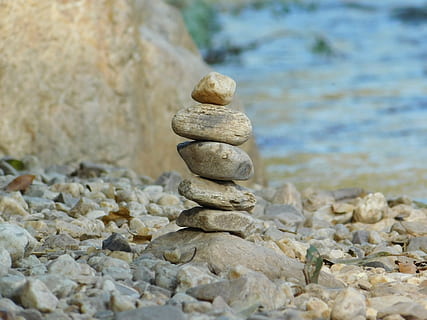 rocks, stack, river, stones, pebbles, stacked-rocks, rock, solid, stone - object, balance, pebble, stone, zen-like, rock - object, nature, no people, land, beach, textured, stability, day, close-up, tranquility, focus on foreground, selective focus, outdoors, 4K, CC0, public domain, royalty free