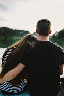 young couple embracing, Young, couple, people, summer, lake, outdoor, love, romantic, together, romance, hugging, hug, young couple, embracing, sunset, in love, heterosexual, outtside, happiness, men, outdoors, rear View, caucasian Ethnicity, adult, nature, women, two People, males, heterosexual Couple, day, young Adult, relaxation, young Men, casual Clothing, lifestyles, one person, one man only, standing, real people, leisure activity, sky, focus on foreground, waist up, hair, togetherness, hairstyle, couple - relationship, teenager, 4K