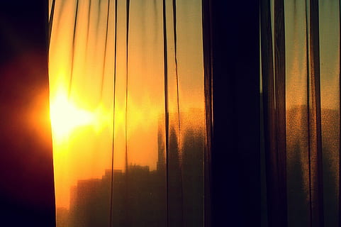 gul gardin, sol, tyl, vindue, solnedgang, persienner, atmosfære, gul, hjem, baggrunde, orange farve, sollys, ingen mennesker, himmel, natur, glas - materiale, udendørs, skønhed i naturen, gennemsigtig, tæt på, arkitektur, gardin, solstråle, levende farve, afspejling, 2K, CC0, offentligt domæne, royaltyfrie