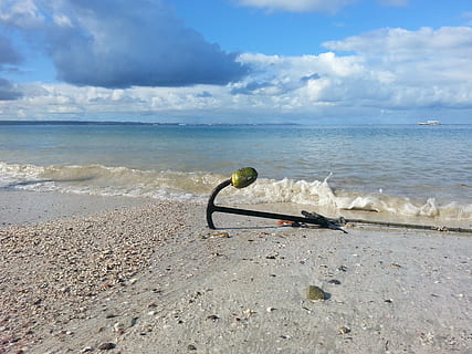 mar, nube, spiaggia, blu, cielo, sabbia, ancora, beira mar, cielo blu, litoral, mare, acqua, terra, orizzonte sull'acqua, orizzonte, nuvola - cielo, bellezza nella natura, natura, giorno, movimento, scenics - natura, onda, nessuno, sport, la tranquillità, scena tranquilla, all'aperto, 2K, CC0, dominio pubblico, privo di copyright