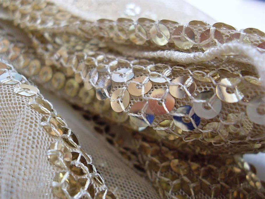 avvicinamento, macro, paillettes, tessile, tessuto, sciarpa, oro, giallo, scintillante, nessuno, cibo e bevande, messa a fuoco selettiva, cibo, freschezza, concentrarsi sulle conoscenze acquisite, ricchezza, modello, benessere, giorno, gioielli, lusso, pizzo - tessile, modello naturale, mangiare sano, in casa, arte e artigianato, 720P