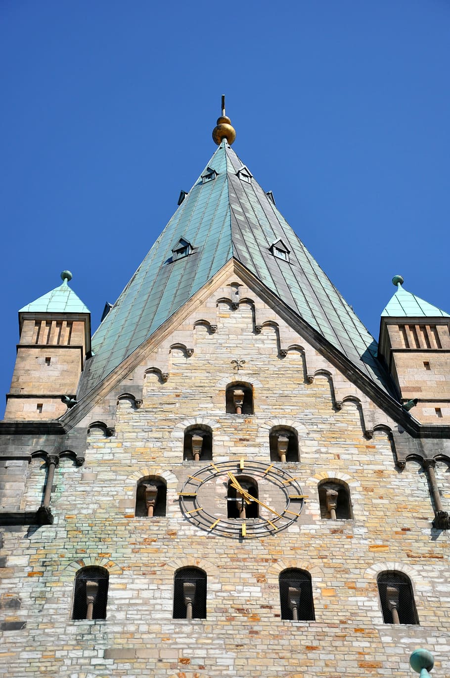 Torre dell'orologio, tempo, costruzione, cielo, Torre, architettura, prospettiva, Grasso solido vegetale o animale per cucinare, storia, Chiesa, dom, cattolico, diocesi cattolica romana di, vescovo, religione, fede, cristianesimo, battezzare, Medioevo, romanico, Gotico, pietra, pietra di sabbia, Germania, North Rhine Westfalia, esterno dell'edificio, blu, nessuno, struttura costruita, cielo sereno, spiritualità, credenza, Inquadratura dal basso, luogo di culto, giorno, natura, il passato, all'aperto, guglia, 4K