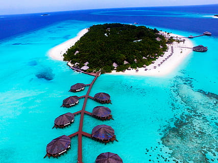 maldiverne øen, blå, fantom, flyve, drone, kamera, fotografering, vand, turisme, ocean, Dji, maldiverne, paradis, vand villa, ø, hvidt sand, hav, natur, jord, skønhed i naturen, strand, scenics - natur, plante, træ, turkisfarvet, himmel, rolig scene, idyllisk, ro, ingen mennesker, rejsemål, dag, svømmepøl, udendørs, 4K, CC0, offentligt domæne, royaltyfrie
