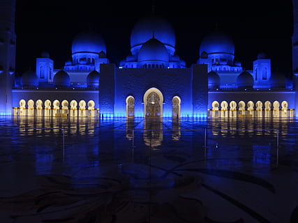 fény, megvilágított, visszaverődés, építészet, este, utazás, vallás, épület, panoráma, fehér mecset, mecset, sheikh zayed mecset, iszlám, nagy mecset, víz, épített szerkezet, boltív, éjszaka, épület külső, nem ember, utazási célpontok, történelem, a múlt, természet, város, idegenforgalom, szabadban, tükröző medence, 4K, CC0, közkincs, jogdíjmentes