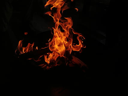 bonfire during nighttime, dark background, red, orange, flames, warm, burning, heat - temperature, fire, flame, fire - natural phenomenon, orange color, black background, night, no people, glowing, nature, motion, dark, long exposure, studio shot, close-up, sign, bonfire, log, wood - material, inferno, 4K, CC0, public domain, royalty free