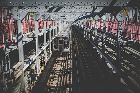 train, railway, metal poles, daytime, metal, poles, industry, no People, railroad Track, transportation, indoors, rail transportation, public transportation, built structure, subway station, architecture, mode of transportation, track, building exterior, high angle view, day, train - vehicle, land vehicle, travel, city, railroad station, outdoors, sunlight, 4K, CC0, public domain, royalty free
