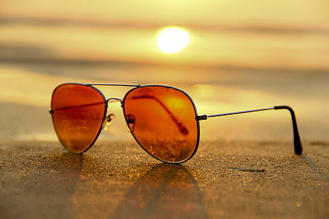 orange, aviator sunglasses, silver frames, brown, sand, silver, frame, aviator, style, sunglasses, still, items, things, nature, shore, light, shadows, sun, sunrise, sunset, sky, clouds, gradient, beige, yellow, reflection, eyesight, drinking glass, eyeglasses, no people, eyewear, summer, healthcare and medicine, glasses, fashion, glass - material, close-up, land, transparent, personal accessory, selective focus, still life, beach, single object, surface level, outdoors, 5K, CC0, public domain, royalty free