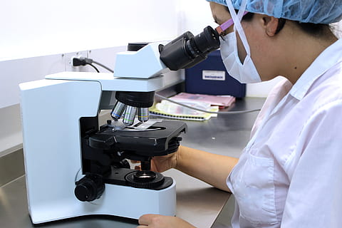 woman, using, inside, laboratory, Microscope, Lab, Tests, Science, lab, tests, diagnosis, glass, chemistry, research, technician, scientific experiment, occupation, healthcare and medicine, laboratory equipment, education, optical instrument, scientist, indoors, working, one person, technology, medical research, side view, examining, biology, lab coat, analyzing, 5K
