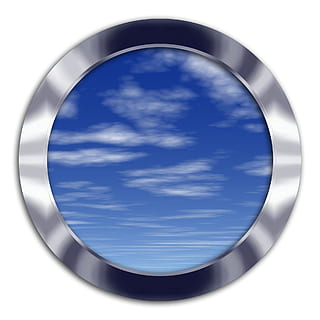 botón, icono, símbolo, Internet, diseño, brillante, lustroso, moderno, sitio web, nube - cielo, forma geometrica, cielo, circulo, azul, forma, día, nadie, naturaleza, material de vidrio, al aire libre, reflexión, de cerca, transparente, metal, ventana, agujero, el color blanco, 1080P, CC0, dominio público, libre de derechos