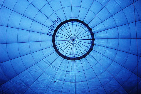 shot, captured, inside, blue, hot, air balloon, Interior, from the inside, hot air balloon, various, balloon, abstract, backgrounds, pattern, full frame, dome, concentric, shape, built structure, architecture, no people, geometric shape, low angle view, circle, indoors, design, directly below, ceiling, cupola, air vehicle, 2K, CC0, public domain, royalty free