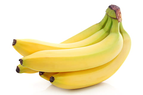 gelbe Bananenfrucht, Banane, Minimum, Obst, tropisch, Honduras, Tropische Frucht, Gelb, Essen und Trinken, Lebensmittel, gesundes Essen, Wohlbefinden, weißer Hintergrund, Frische, Studioaufnahme, Bündel, Stillleben, Nahansicht, reif, Gruppe von Objekten, keine Leute, drinnen, ausgeschnitten, gesunder Lebensstil, Snack, 5K, CC0, gemeinfrei, lizenzfrei