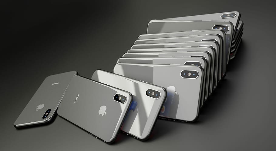 plata iphone x lot, iphone, x, iphone x, poma, mòbil, smartphone, tecnologia, telèfon, 3d, cel·lular, model, electrònica, dispositiu, ios, pantalla, representació, disseny, Model 3d, fosc, render, visualització, nou, molt, molts, munt, tir de l'estudi, a l'interior, tecnologia sense fils, cap gent, seguretat, gris, comunicació, connexió, equips informàtics, protecció, fons negre, ordre, fons gris, natura morta, fons de colors, bloqueig, temes socials, ordinador, delicte informàtic, 4K