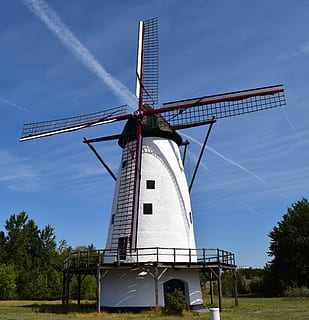 vėjo malūnas, vėjas, malūnas, sparnas, sumalkite, miltai, antverpenas, pasukite, vėjo energija, architektūra, atsinaujinanti energija, dangus, Alternatyvi energija, kuro ir energijos gamyba, Vėjo turbina, aplinkos apsauga, turbina, aplinką, pobūdį, tradicinis vėjo malūnas, medis, augalų, žemas kampo vaizdas, mėlyna, lauke, dieną, nėra žmonių, kraštovaizdį, kaimo scenoje, ašmenys, 4K, CC0, Viešasis domenas, nemokamai