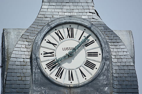Time, Belfry, Clock, City, belfry clock, architecture, points, urban, no people, day, industry, outdoors, roman numeral, roman, wall - building feature, circle, geometric shape, wall, shape, built structure, low angle view, brick wall, accuracy, clock face, brick, minute hand, building exterior, wall clock, 5K, CC0, public domain, royalty free