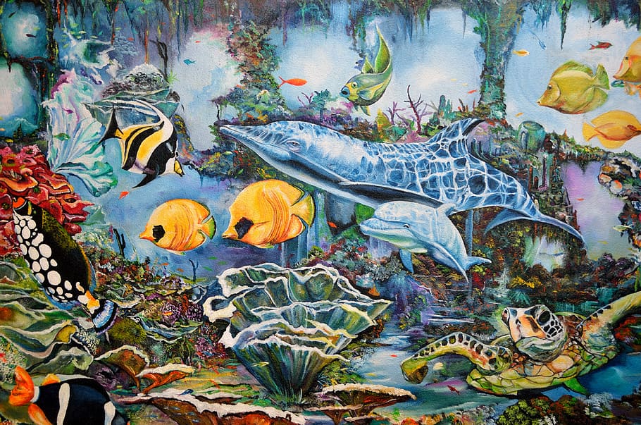 pintura sobre el mar, mural mural, fons, teló de fons, artístic, art, colorit, vida aquàtica, decoratiu, mural, paret, creatiu, grup, peix, molts, vida salvatge, animal, aquàtics, la vida, multicolor, naturalesa, sota l'aigua, aquari, aigua, temes d'animals, vertebrats, fauna animal, mar, animals a la natura, la vida marina, marí, grup d’animals, nedar, submarí, cap gent, gran grup d’animals, bellesa a la natura, escola de peixos, 4K