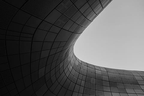untitled, black, curves, lines, dark, architecture, design, art, modern, built Structure, futuristic, geometric Shape, sky, building exterior, low angle view, no people, city, pattern, day, building, office building exterior, nature, clear sky, office, outdoors, architectural feature, fuel and power generation, glass - material, directly below, 4K, CC0, public domain, royalty free