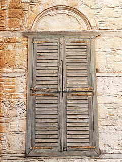 shutter, old, closed, window, wall, built structure, architecture, building exterior, entrance, security, building, no people, safety, door, day, protection, wood - material, wall - building feature, weathered, pattern, the past, arch, outdoors, deterioration, 2K, CC0, public domain, royalty free
