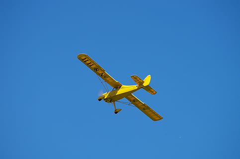 Aircraft, Model, Model, Flying, aircraft, model, flying, airplane, air Vehicle, transportation, sky, air, commercial Airplane, aircraft Wing, blue, airport, landing - Touching Down, mode of Transport, travel, clear sky, mode of transportation, on the move, yellow, low angle view, motion, no people, airshow, copy space, nature, day, sunny, mid-air, outdoors, plane, propeller airplane, aerospace industry, vapor trail, leaving, aerobatics, 4K, CC0, public domain, royalty free