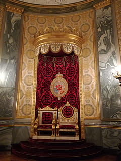 copenhagen, royal, representation, indoors, architecture, built structure, no people, building, ornate, design, art and craft, belief, religion, place of worship, pattern, spirituality, gold colored, lighting equipment, wealth, history, the past, red, luxury, ceiling, floral pattern, mural, 4K, CC0, public domain, royalty free