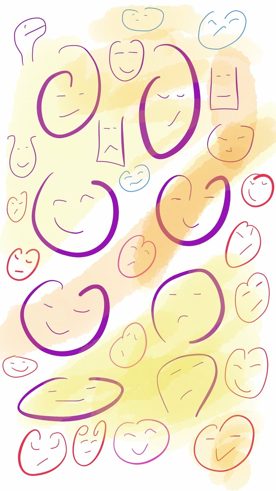 illustrazione di emoji, facce, emozioni, astratto, gesto, giallo, nessuno, in casa, avvicinamento, giorno, modello, sfondi, arte e artigianato, natura morta, creatività, design, fotogramma intero, grande gruppo di oggetti, forma, sfondo bianco, multicolore, mestiere, forma geometrica, ripetizione, preparativi, disegno - prodotto artistico, viola, motivo floreale, 1080P