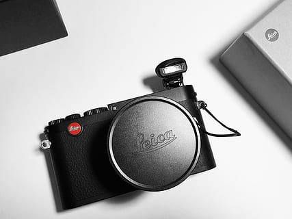 camera, electronics, flash, technology, communication, no people, close-up, day, indoors, control, studio shot, still life, metal, music, white background, black color, high angle view, text, equipment, push button, single object, photography themes, digital camera, leather, 2K, CC0, public domain, royalty free