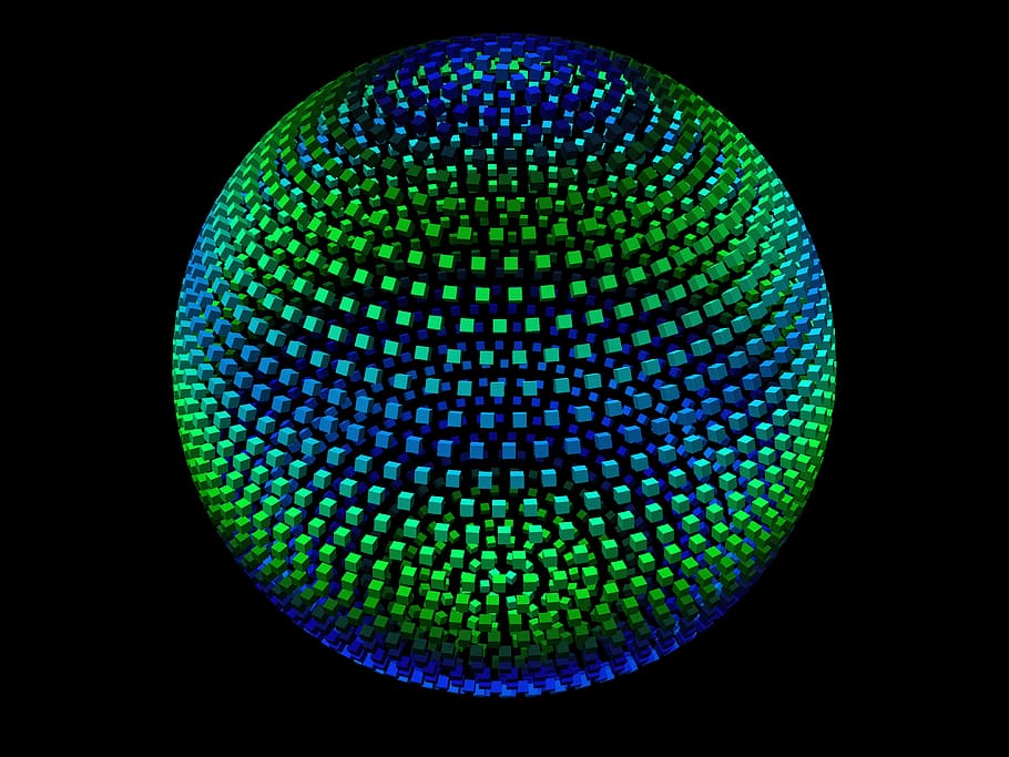 esfera, cub, geomètric, 3d, rodó, disseny, forma, fons negre, color verd, tir de l'estudi, cercle, a l'interior, primer pla, multicolor, cap gent, forma geomètrica, sol objecte, nit, il·luminat, discoteca, patró, vida nocturna, bola de disc, tecnologia, llum elèctrica, 4K
