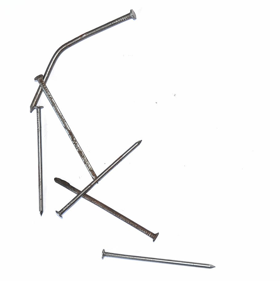 Nägel, Werkzeuge, die Branche, weißer Hintergrund, Studioaufnahme, keine Leute, kopieren sie platz, drinnen, Stillleben, einzelnes Objekt, Metall, Uhr, ausgeschnitten, Zeit, Nahansicht, Richtigkeit, Ausrüstung, Nagel, Technologie, alt, Baugewerbe, Industrie, Minutenzeiger, 1080P