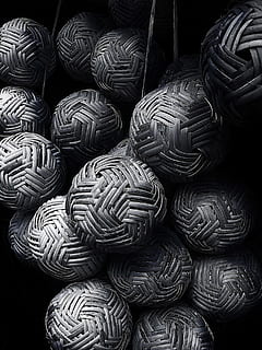 grayscale photo, round, brown, rattan ball, spheres, plot, bamboo, no people, still life, large group of objects, full frame, arrangement, stack, abundance, pattern, backgrounds, indoors, repetition, rolled up, close-up, order, day, shape, food and drink, container, sweet food, art and craft, 1080P, CC0, public domain, royalty free