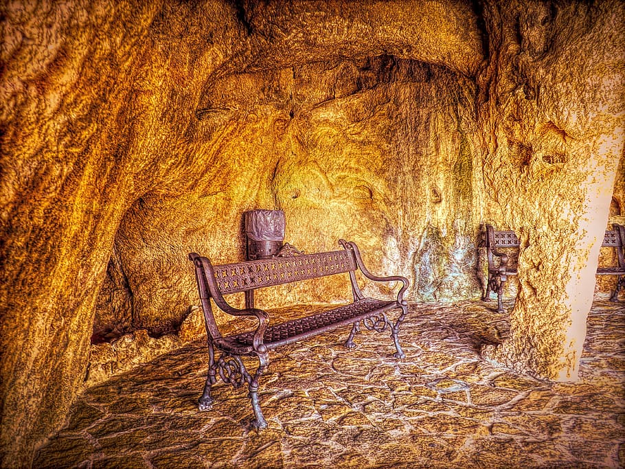 caverna, antic, rock, cova, naturalesa, geologia, natural, subterrani, formació, fosc, turisme, pedra, viatjar, geològic, a l'aire lliure, terra, històric, estalagmita, muntanya, cadira, seient, cap gent, buit, dia, absència, tranquil·litat, planta, banc, relaxació, escena tranquil·la, tronc de l'arbre, sòlid, arbre, tronc, bellesa a la natura, parc, Banc del parc, 4K