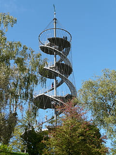 vaizdas, stebėjimo bokštas, bokštas, Štutgartas, killesberg, parkas, žalias plotas, poilsio kompleksas, pastatas, architektūra, metalo, pastolių, laiptai, patobulinti, aukštas, spiraliniai laiptai, augalų, dangus, medis, pastatyta struktūra, žemas kampo vaizdas, pobūdį, dieną, nėra žmonių, pastato išorė, lauke, augimą, kelionės tikslai, vanduo, mėlyna, kelionė, laiptinė, švarus dangus, meno kultūra ir pramogos, 2K, CC0, Viešasis domenas, nemokamai