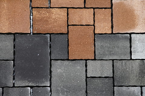 grå, Brun, beton, mursten, sten-, baggrund, struktur, overflade, baggrunde, mønster, arrangement, fortov, fuld ramme, ingen mennesker, tekstureret, tæt på, dag, sti, direkte over, væg, side om side, gentagelse, form, brosten, høj vinkel visning, i en række, murbygningsfunktion, 4K, CC0, offentligt domæne, royaltyfrie