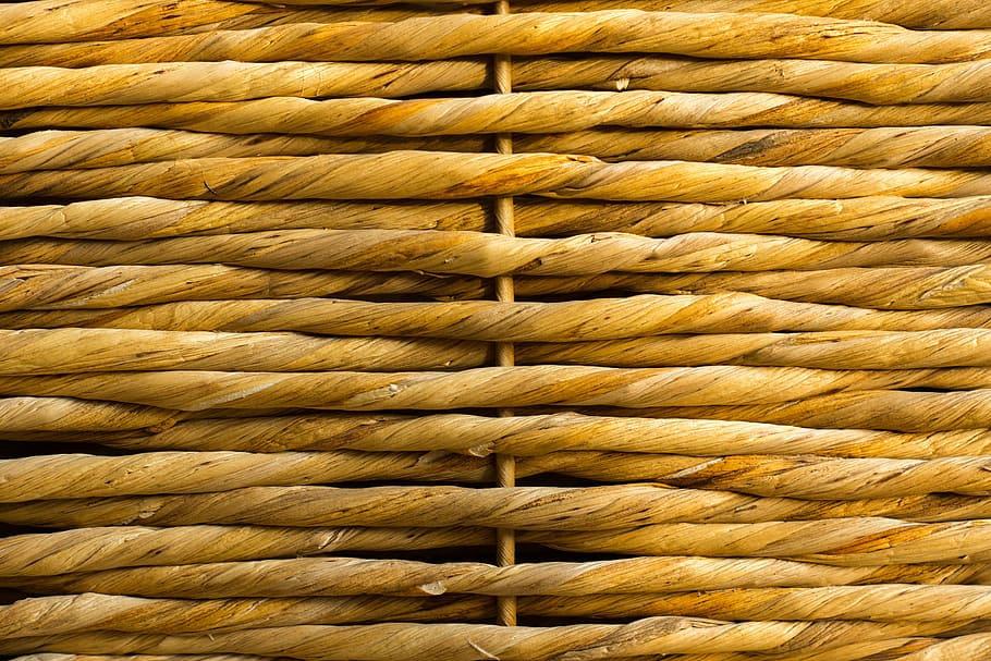 fons, textura, plàtan, trena, patró, estructura, fulles de plàtan, marc complet, primer pla, cap gent, marró, groc, corda, creativitat, disseny, repetició, trenat, art i artesania, tèxtil, força, a l'interior, artesania, dia, gran grup d'objectes, entrellaçats, 5K