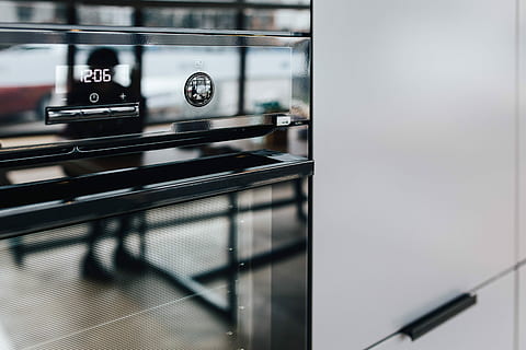 modern, kitchen, Interior, gray, white, contemporary, style, design, metallic, oven, fridge, indoors, technology, no People, metal, day, close-up, window, architecture, built structure, railing, selective focus, glass - material, number, communication, text, transparent, business, information, sunlight, 5K, CC0, public domain, royalty free