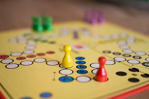 selective, focus, photographed, yellow, game board, board, game, competition, strategy, business, win, pieces, selective focus, indoors, close-up, relaxation, leisure games, arts culture and entertainment, multi colored, no people, leisure activity, board game, large group of objects, choice, focus on foreground, still life, coin, finance, variation, table, 5K, CC0, public domain, royalty free