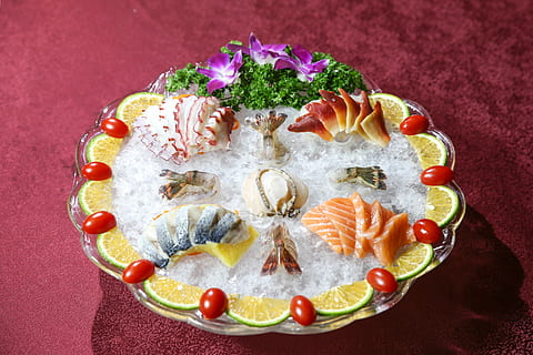 salad, herring, food and drink, food, healthy eating, fruit, freshness, wellbeing, studio shot, colored background, no people, directly above, slice, indoors, vegetable, high angle view, ready-to-eat, red, citrus fruit, flower, shape, cross section, 5K, CC0, public domain, royalty free
