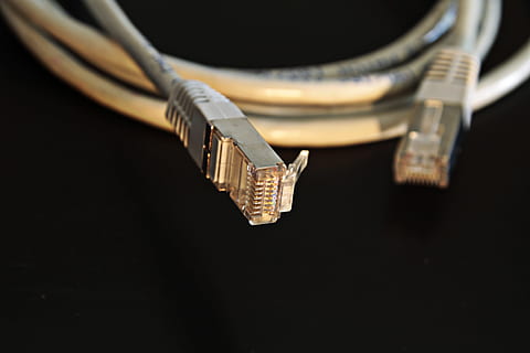 closeup, photography, lan cable, cable, close-up, cord, ethernet cable, lan, macro, network cable, network connector, patch cable, wire, indoors, studio shot, no people, black background, still life, connection, business, selective focus, copy space, technology, finance, computer cable, wealth, network connection plug, single object, internet, computer network, metal, luxury, 5K, CC0, public domain, royalty free