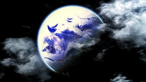 Luna, noche, cielo, planeta - espacio, espacio, astronomía, tierra, naturaleza, estrella - espacio, azul, estratosfera, nube - cielo, planeta Tierra, belleza en la naturaleza, nadie, ciencia, exploración espacial, al aire libre, paisajes - naturaleza, paisaje de nubes, tranquilidad, circulo, compuesto digital, meteorología, luna planetaria, 1080P, CC0, dominio público, libre de derechos
